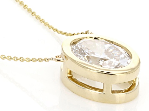 White Lab-Grown Diamond F VS 14K Yellow Gold Solitaire Station Necklace 2.00ct