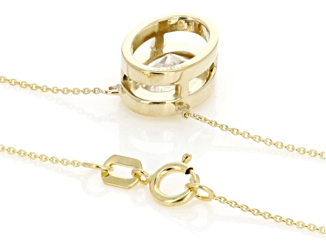 White Lab-Grown Diamond F VS 14K Yellow Gold Solitaire Station Necklace 2.00ct