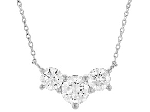 Round White Lab-Grown Diamond H SI1 Rhodium Over Sterling Silver 3-Stone Necklace 1.00ctw