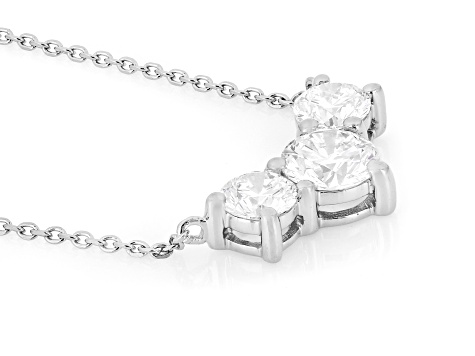 Round White Lab-Grown Diamond H SI1 Rhodium Over Sterling Silver 3-Stone Necklace 1.00ctw