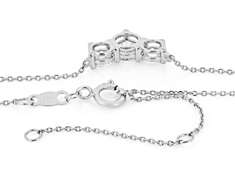 Round White Lab-Grown Diamond H SI1 Rhodium Over Sterling Silver 3-Stone Necklace 1.00ctw