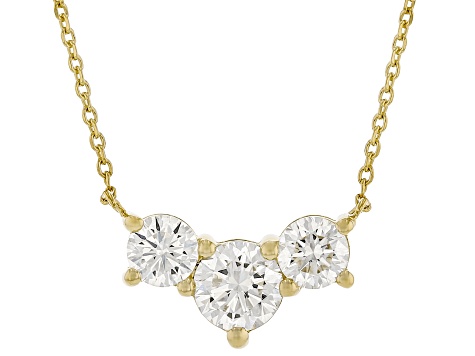 White Lab-Grown Diamond H SI1 14K Yellow Gold Over Sterling Silver 3-Stone Necklace 1.00ctw