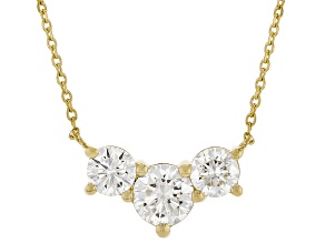 White Lab-Grown Diamond H SI1 14K Yellow Gold Over Sterling Silver 3-Stone Necklace 1.00ctw