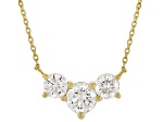 White Lab-Grown Diamond H SI1 14K Yellow Gold Over Sterling Silver 3-Stone Necklace 1.00ctw