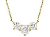White Lab-Grown Diamond H SI1 14K Yellow Gold Over Sterling Silver 3-Stone Necklace 1.00ctw