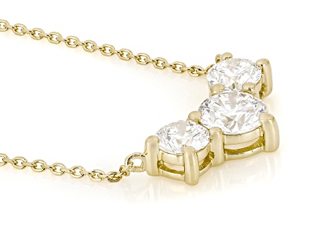 White Lab-Grown Diamond H SI1 14K Yellow Gold Over Sterling Silver 3-Stone Necklace 1.00ctw