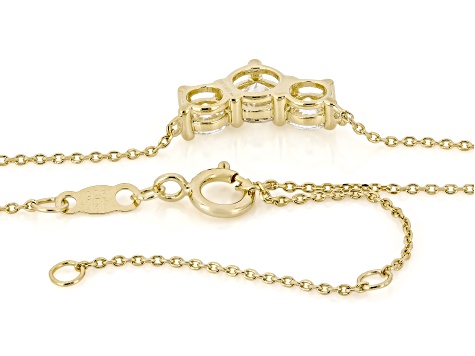 White Lab-Grown Diamond H SI1 14K Yellow Gold Over Sterling Silver 3-Stone Necklace 1.00ctw