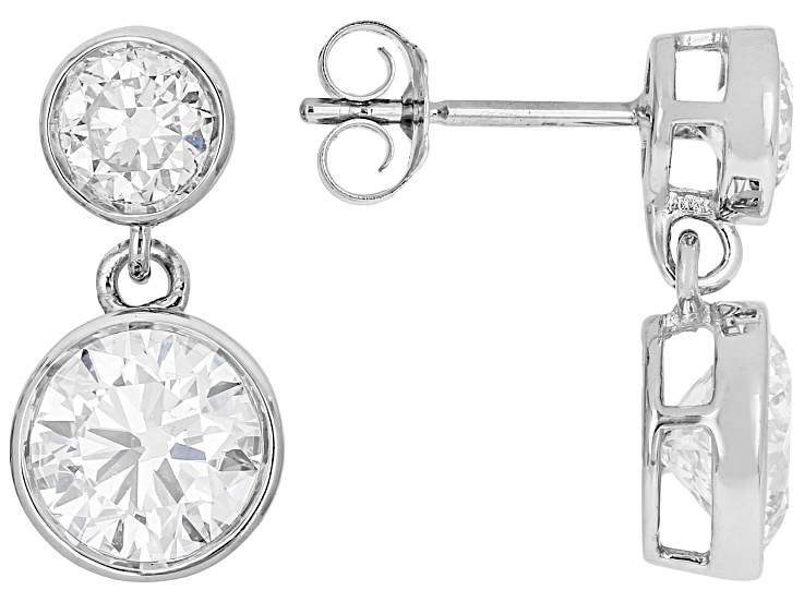 White Lab-Grown Diamond H SI2 10K White Gold Dangle Earrings 2.60ctw