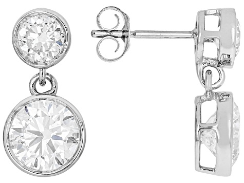 White Lab-Grown Diamond H SI2 10K White Gold Dangle Earrings 2.60ctw
