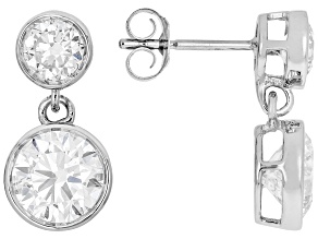 White Lab-Grown Diamond H SI2 10K White Gold Dangle Earrings 2.60ctw
