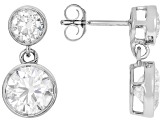 White Lab-Grown Diamond H SI2 10K White Gold Dangle Earrings 2.60ctw