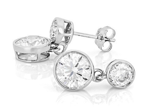 White Lab-Grown Diamond H SI2 10K White Gold Dangle Earrings 2.60ctw