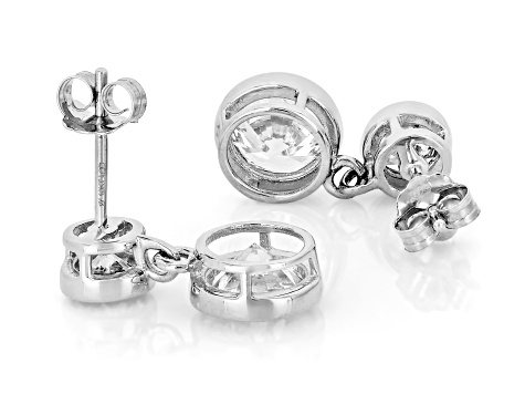 White Lab-Grown Diamond H SI2 10K White Gold Dangle Earrings 2.60ctw
