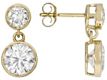 White Lab-Grown Diamond H SI2 10K Yellow Gold Dangle Earrings 2.60ctw
