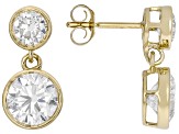 White Lab-Grown Diamond H SI2 10K Yellow Gold Dangle Earrings 2.60ctw