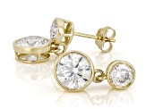 White Lab-Grown Diamond H SI2 10K Yellow Gold Dangle Earrings 2.60ctw
