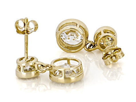 White Lab-Grown Diamond H SI2 10K Yellow Gold Dangle Earrings 2.60ctw