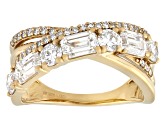 White Lab-Grown Diamond H SI 14K Yellow Gold Over Sterling Silver Crossover Ring 2.00ctw