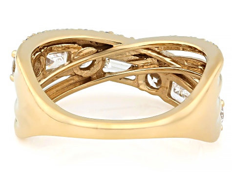 White Lab-Grown Diamond H SI 14K Yellow Gold Over Sterling Silver Crossover Ring 2.00ctw