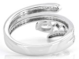 White Lab-Grown Diamond H SI 14K Rhodium Over Sterling Silver Bypass Ring 0.85ctw