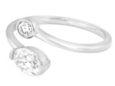 White Lab-Grown Diamond H SI Rhodium Over Sterling Silver Bypass Ring 0.60ctw