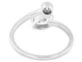 White Lab-Grown Diamond H SI Rhodium Over Sterling Silver Bypass Ring 0.60ctw