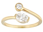 White Lab-Grown Diamond H SI 14K Yellow Gold Over Sterling Silver Bypass Ring 0.60ctw