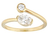 White Lab-Grown Diamond H SI 14K Yellow Gold Over Sterling Silver Bypass Ring 0.60ctw