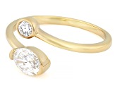White Lab-Grown Diamond H SI 14K Yellow Gold Over Sterling Silver Bypass Ring 0.60ctw