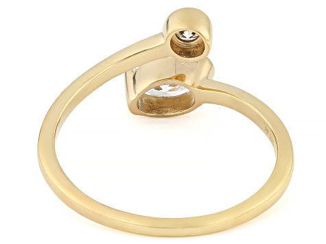 White Lab-Grown Diamond H SI 14K Yellow Gold Over Sterling Silver Bypass Ring 0.60ctw