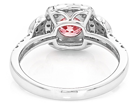 Certified Pink and White Lab-Grown Diamond H SI 14K White Gold Halo Ring 1.50ctw