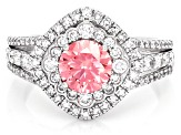 Certified Pink and White Lab-Grown Diamond H SI 14K White Gold Halo Ring 1.75ctw