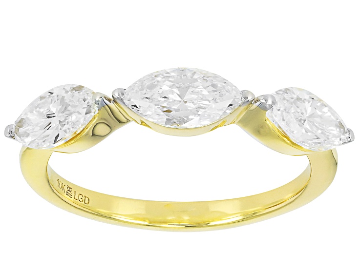 White Lab-Grown Diamond F SI1 10K Yellow Gold Band Ring 1.50ctw