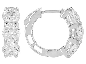 White Lab-Grown Diamond F SI1 14K White Gold Huggie Earrings 3.00ctw
