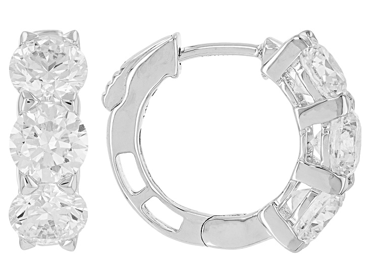 White Lab-Grown Diamond F SI1 14K White Gold Huggie Earrings 3.00ctw