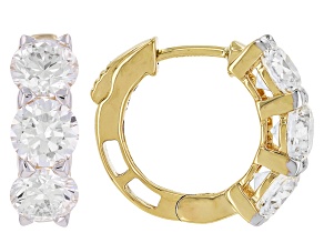 White Lab-Grown Diamond F SI1 14K Yellow Gold Huggie Earrings 3.00ctw