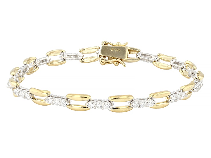 White Lab-Grown Diamond F VS 14K Yellow Gold Over Sterling Silver Tennis Bracelet 1.80ctw
