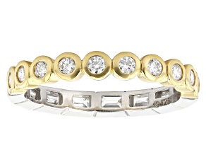White Lab-Grown Diamond F VS Rhodium & 14K Gold Over Silver Reversible Eternity Band Ring 1.00ctw
