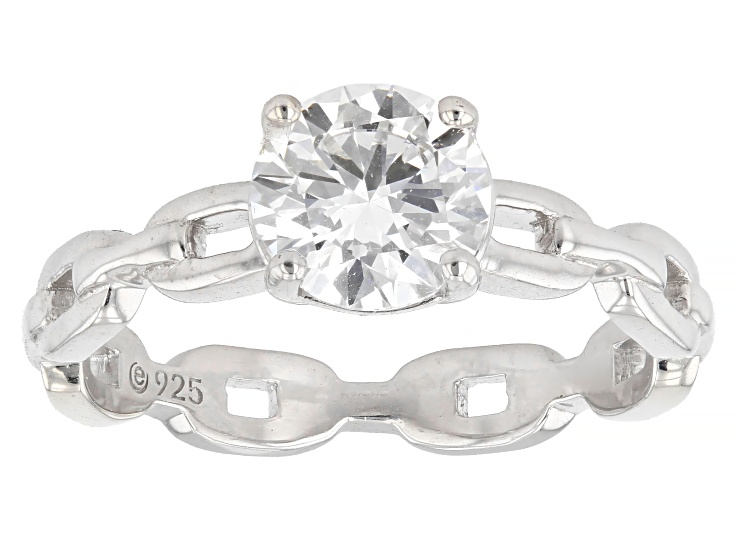White Lab-Grown Diamond F VS Rhodium Over Sterling Silver Solitaire Ring 1.25ct