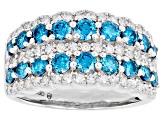 Blue and White Lab-Grown Diamond G-H VS Rhodium Over Sterling Silver Ring 2.00ctw