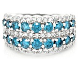 Blue and White Lab-Grown Diamond G-H VS Rhodium Over Sterling Silver Ring 2.00ctw