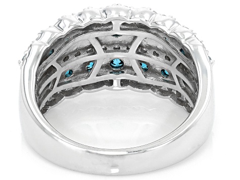 Blue and White Lab-Grown Diamond G-H VS Rhodium Over Sterling Silver Ring 2.00ctw