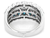 Blue and White Lab-Grown Diamond G-H VS Rhodium Over Sterling Silver Ring 2.00ctw