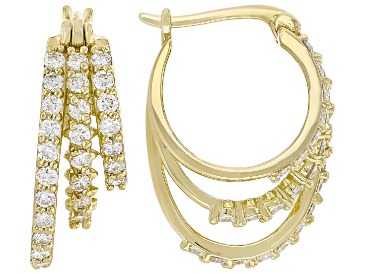 White Lab-Grown Diamond H SI 14K Yellow Gold Over Sterling Silver Hoop Earrings 1.80ctw