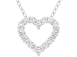 White Lab-Grown Diamond F VS2 14K White Gold Heart Slide Pendant With Chain 1.00ctw