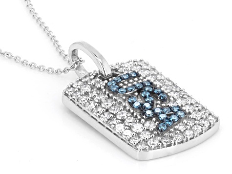 White and Blue Lab-Grown Diamond G-H SI Rhodium Over Silver USA