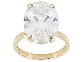 Certified White Lab-Grown Diamond F VS1 14K Yellow Gold Solitaire Ring 10.00ct