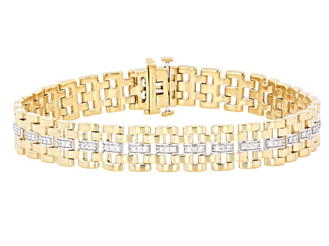 White Lab-Grown Diamond H SI1 24K Yellow Gold Vermeil Silver Tennis Bracelet 1.00ctw