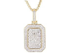 White Lab-Grown Diamond H SI1 24K Yellow Gold Vermeil Silver Dangle Pendant With Chain 1.50ctw
