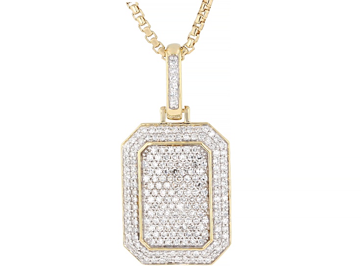 White Lab-Grown Diamond H SI1 24K Yellow Gold Vermeil Silver Dangle Pendant With Chain 1.50ctw